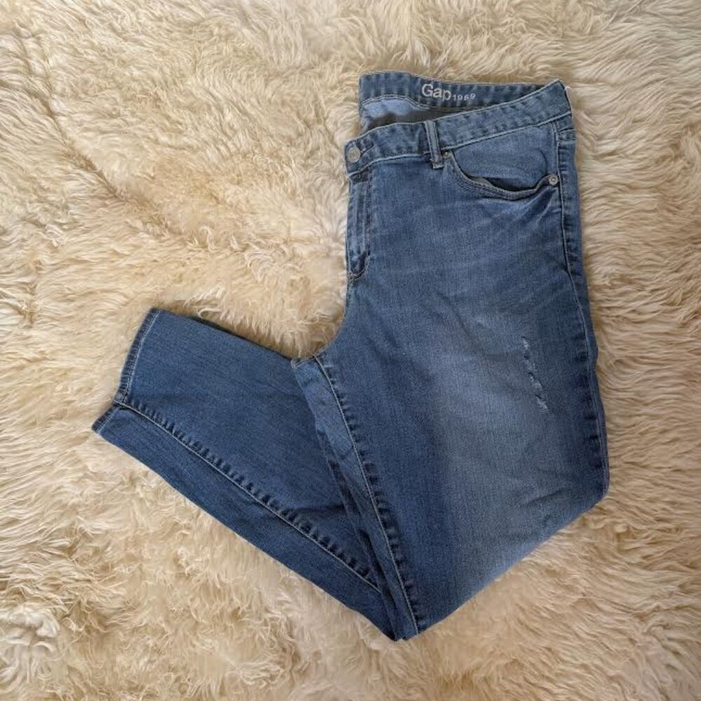 GAP DENIM 1969 Women Plus 35 R Always Skinny Stretch Jeans in Medium Indigo Blue